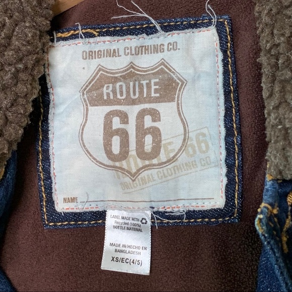Route 66 ~ Dark Wash Denim Jacket Sherpa Collar - Picture 3 of 4
